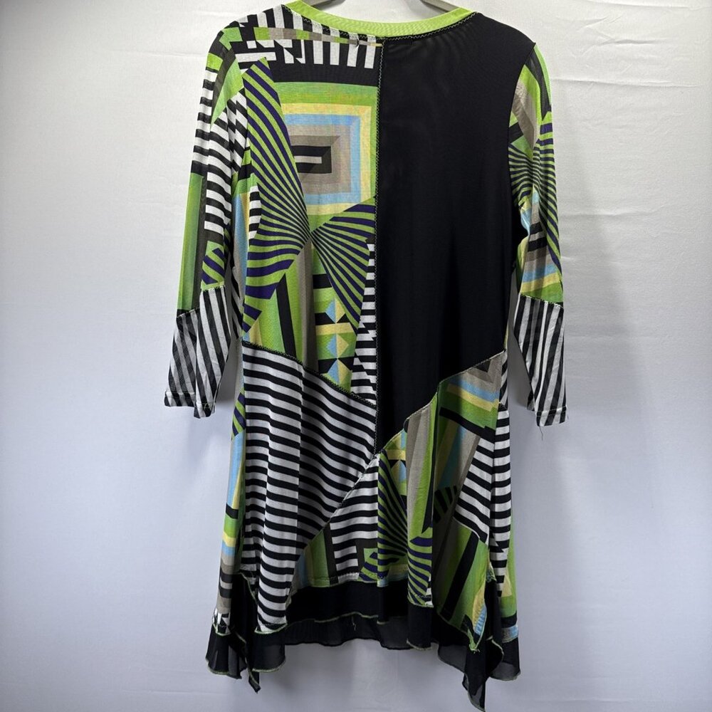 Lior Paris Women's Dress Size Small Mesh Y2K Asymmetrical Hem Mixed Media Hippie - Picture 8 of 10